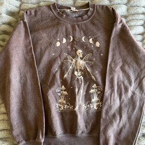 Full Tilt brown Crewneck Sweater with Mystical Design